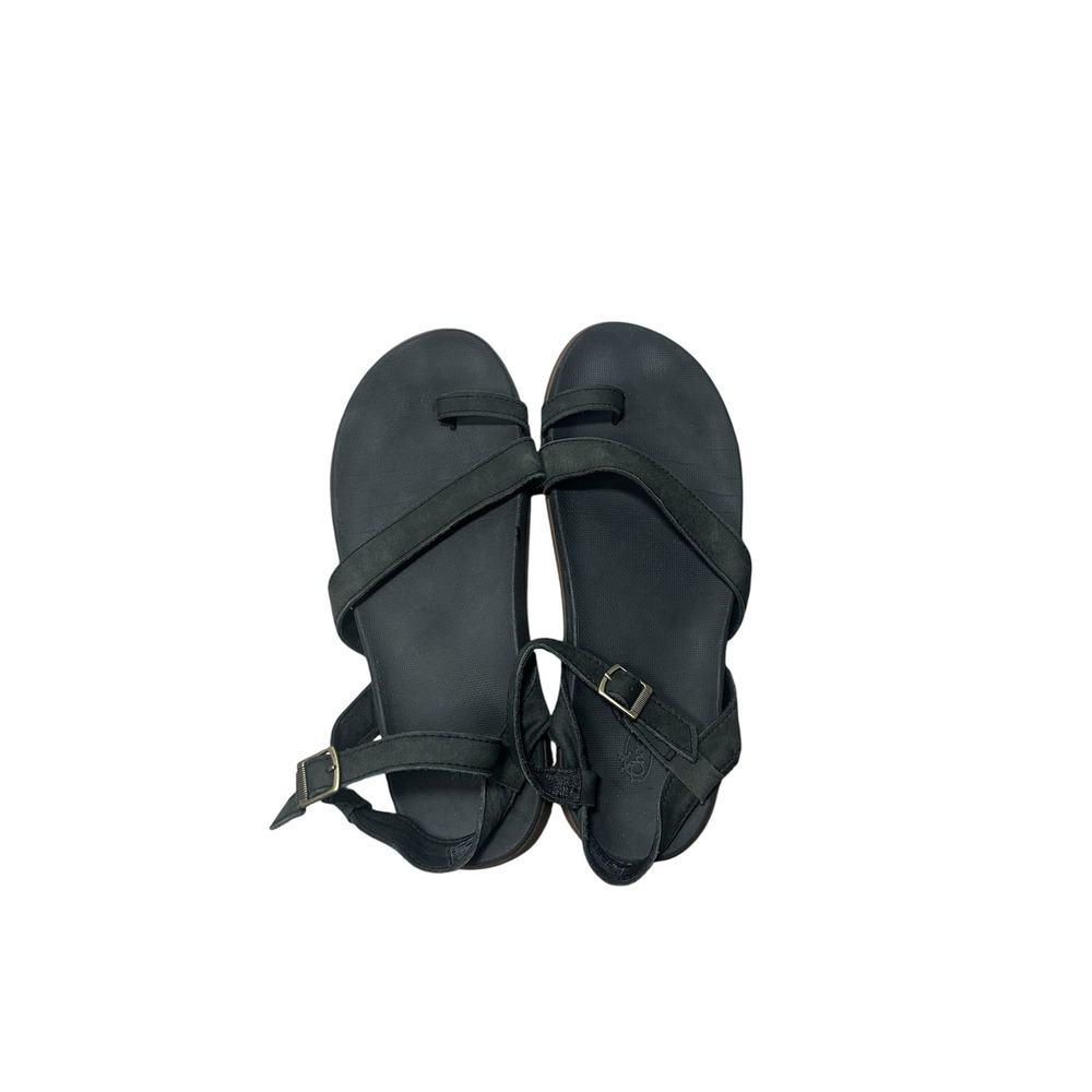 Chaco Womens Tulip Leather Sandal Black Strappy Toe Loop Size 39/US8‎